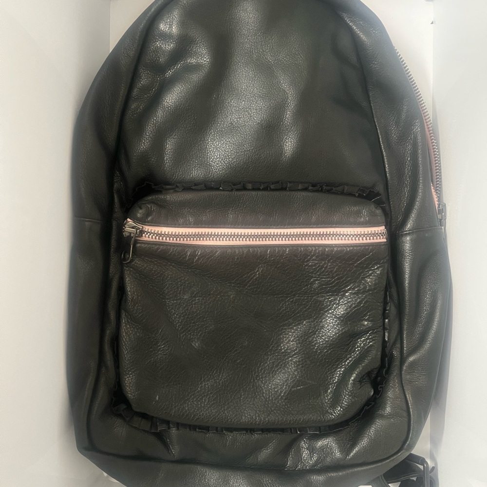 NICOPANDA Black Leather Backpack
